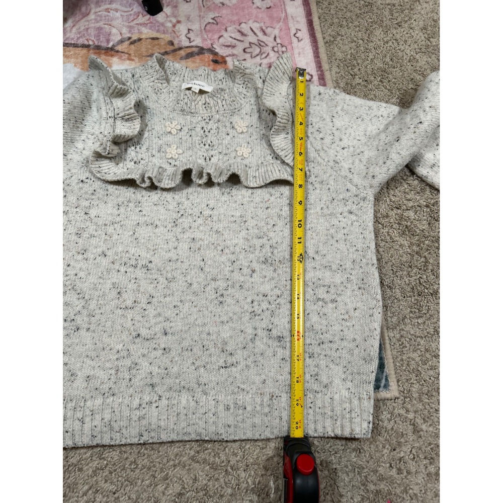 Bohme Mimi Knit‎ Sweater Ruffle Speckle Knit Sweater Balloon Sleeve Preppy S - Picture 8 of 8